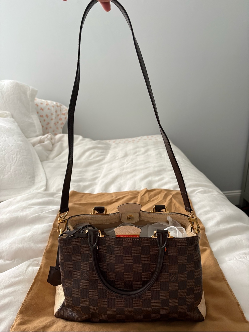 Authentic Louis Vuitton Brown Damier Canvas Bag with Gold Hardware - Picture 12 of 16